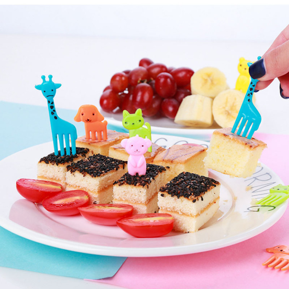 Mini Cartoon Animal Fork Food Grade Plastic Toothpicks Kids Bento Party Decoration 5
