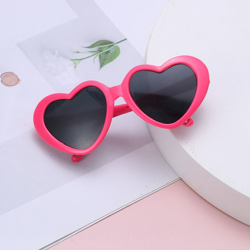 Candy Color Frame Doll Glasses, Cute Heart Sunglasses, Dress Up Eyewear for Dolls