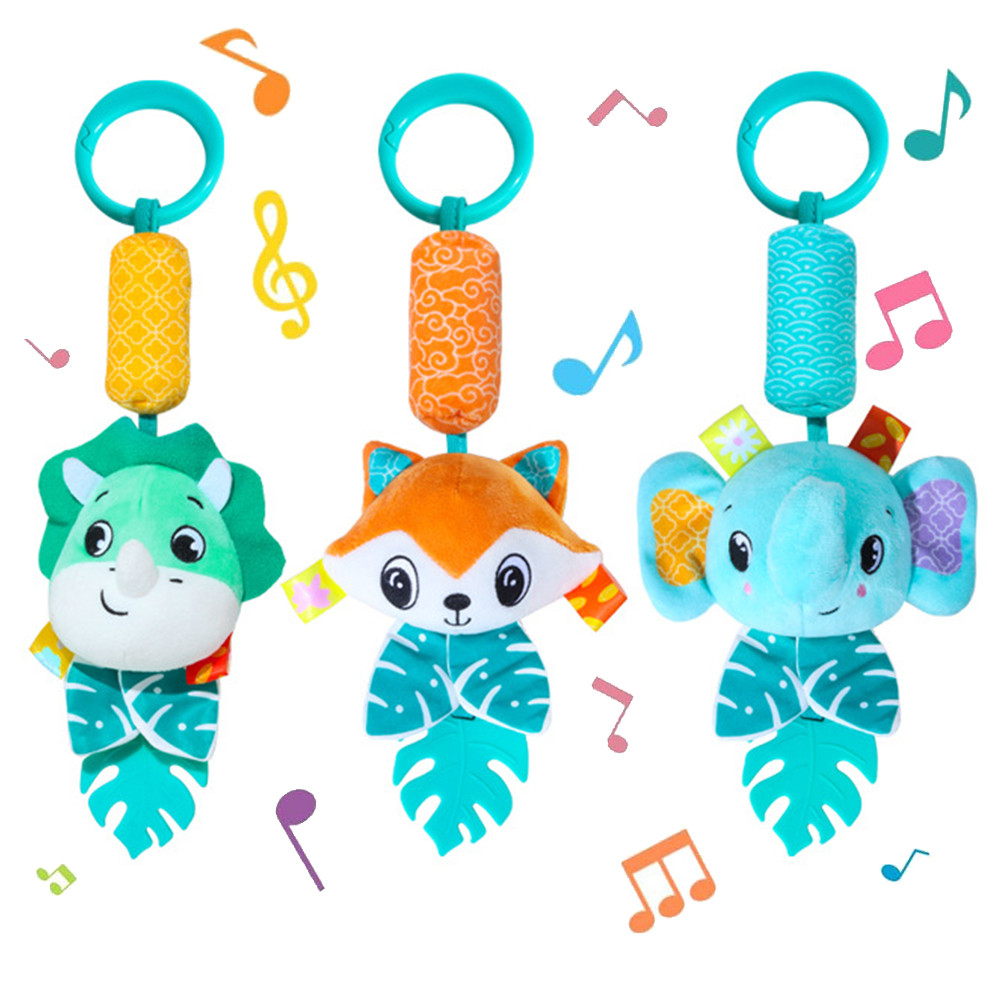 Montessori Baby Rattles Hanging Toys For Car Seat Crib Stroller Gym Plush Sensory Toys With Teether 1