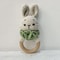 Long Ear Bunny Baby Rattler Safety Wooden Teether Mobile Crib Bell Teething Toy 6