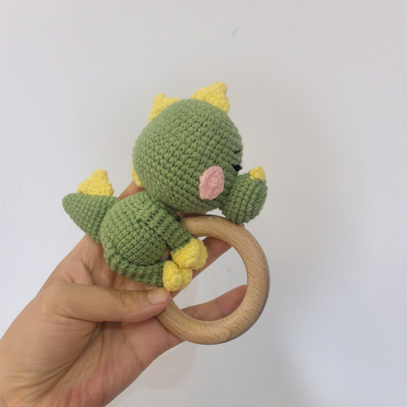 Long Ear Bunny Baby Rattler Safety Wooden Teether Mobile Crib Bell Teething Toy 21