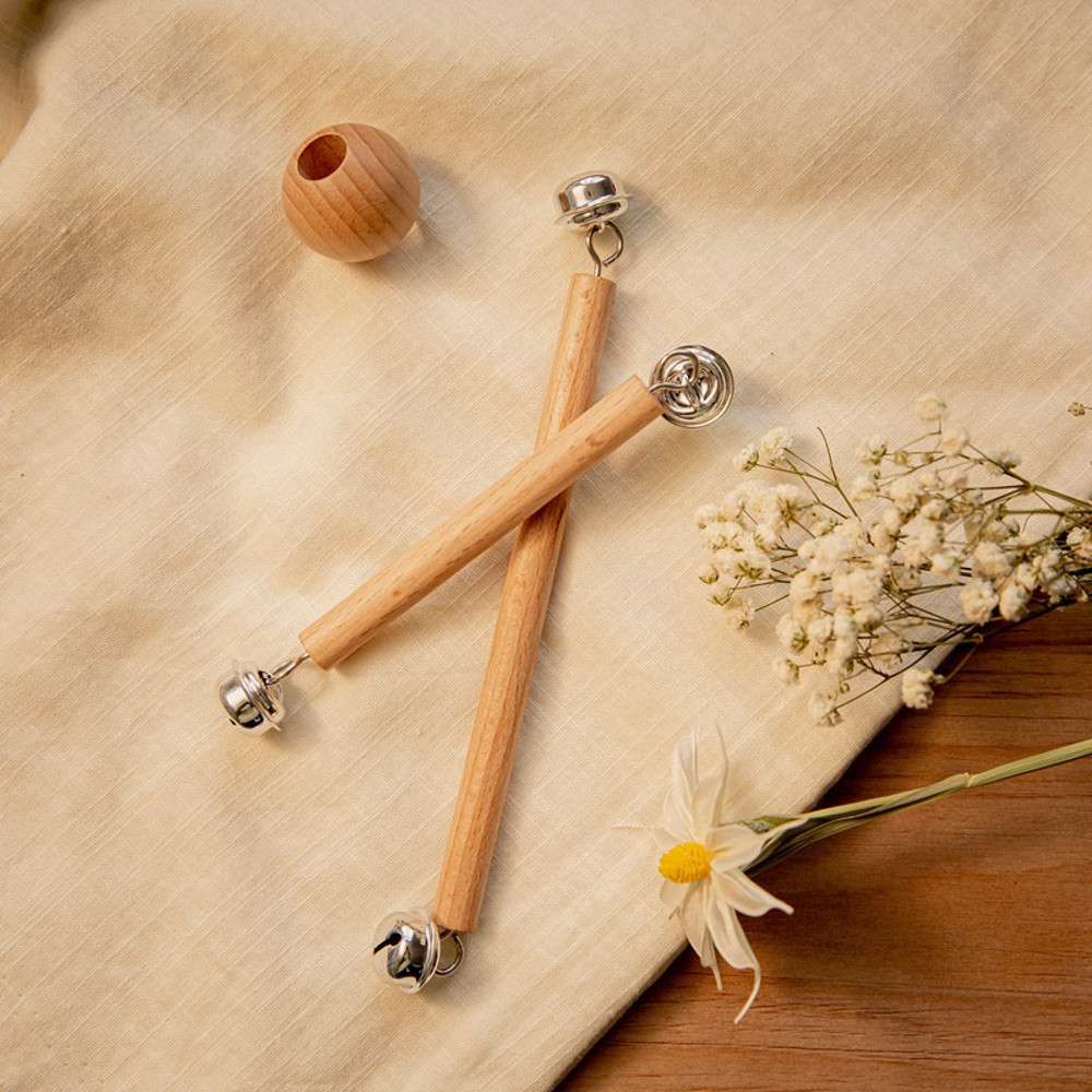 Rattle BPA Free Wooden Baby Toy Montessori Bell Teething Music Rattle For Baby Intelligence Toy 2