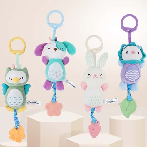 Baby Toys Shaker Crinkle Squeaky Sensory Travel Accessories, Newborn Soft Stuffed Animal Rattle Hand Grip, Toddler Toy