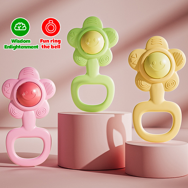 Hand Bell Toy For Kids Sunflower Design Cultivates Hand Holding Ability Random Color Suitable For B 3