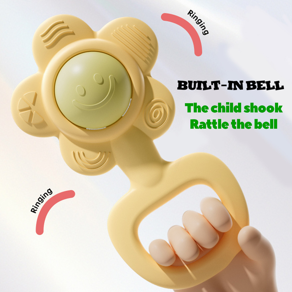 Hand Bell Toy For Kids Sunflower Design Cultivates Hand Holding Ability Random Color Suitable For B 4