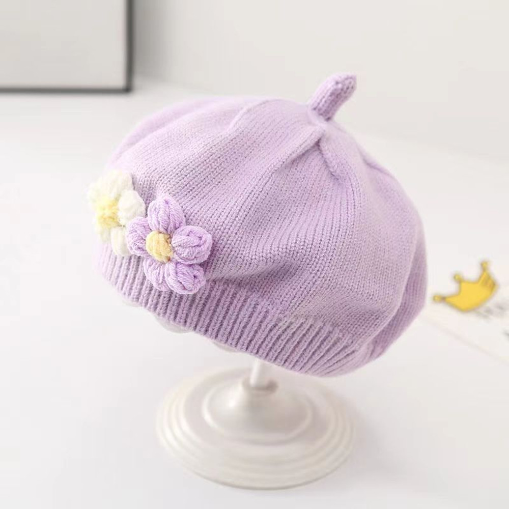 Vintage Knitted Beret Hat Kids Warm Fashion Baby Hat For Girls 5
