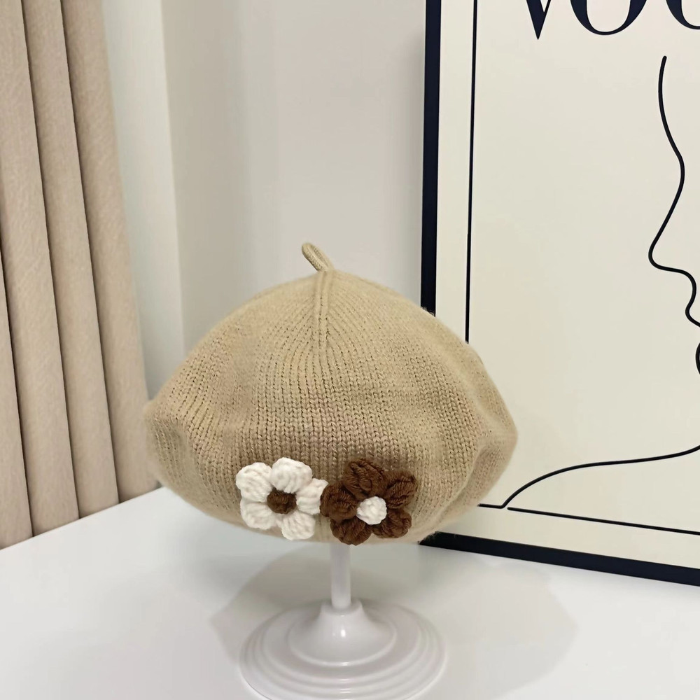 Vintage Knitted Beret Hat Kids Warm Fashion Baby Hat For Girls 8