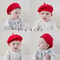 Knitted Wool Baby Beret Hat Red Solid Color For Winter And Christmas Photo Shoot 1