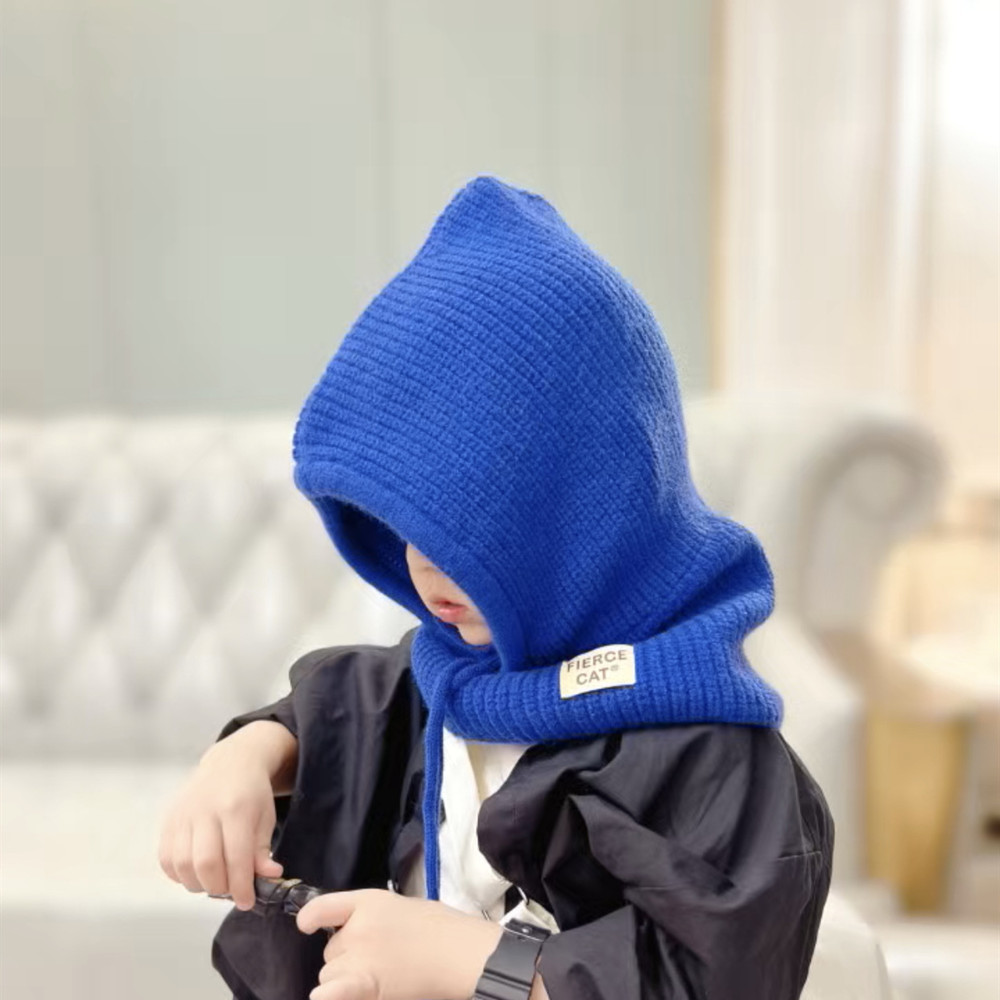 Knit Winter Baby Balaclava Hat Scarf Earflap Beanie Hat For Baby Boys Girls Hooded Cap 1