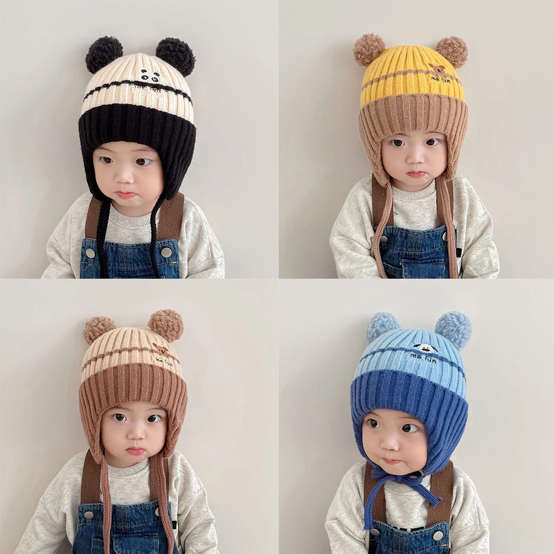 Cute Cartoon Animals Baby Hat Winter Warm Knitted Beanies For Boys And Girls AntiCold Toddler Kids 1