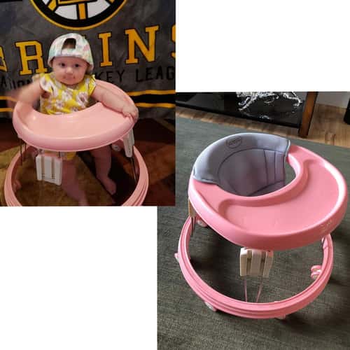 Height Adjustable Baby Walker, Foldable Multi-Function Anti-Rollover Walker with Brake Design