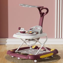 multifunction anti-roll baby walker, foldable with universal wheels, handcart learning start walker