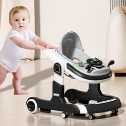 toddler baby push walker, removable feeding tray and music tray, foldable walker child handcart, baby walker