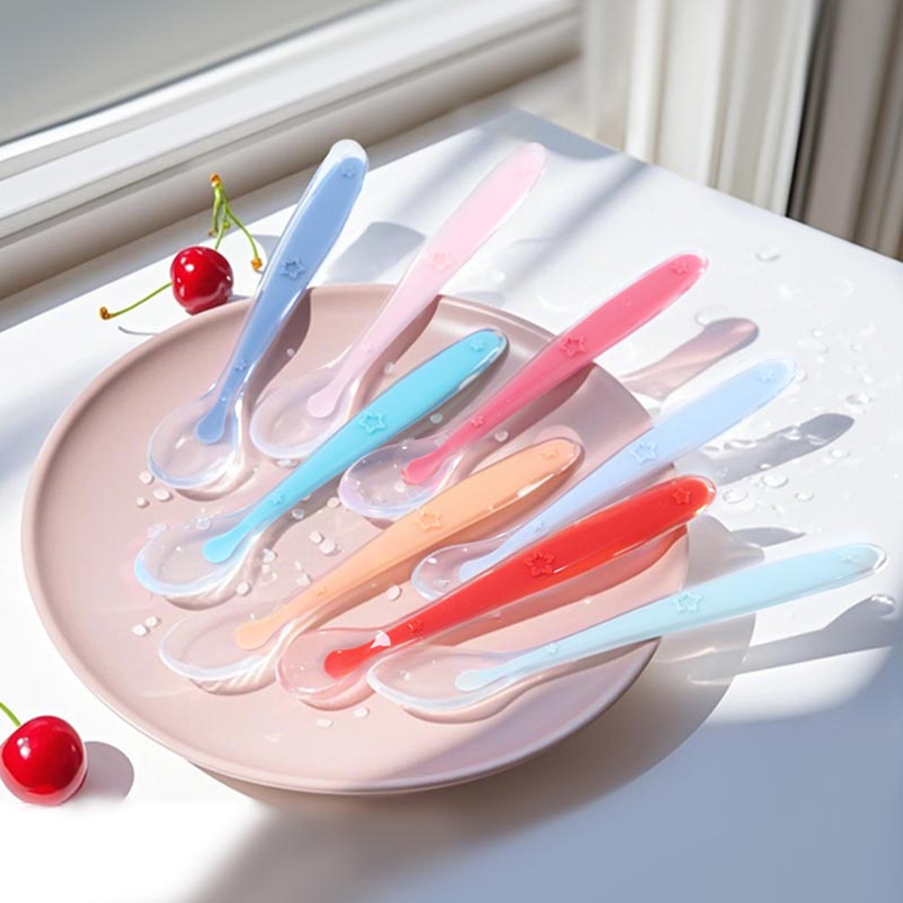Soft Silicone Feeding Spoon Training Baby Reborn Baby Silicone Spoon Learning Spoon Star Pattern Sp 2