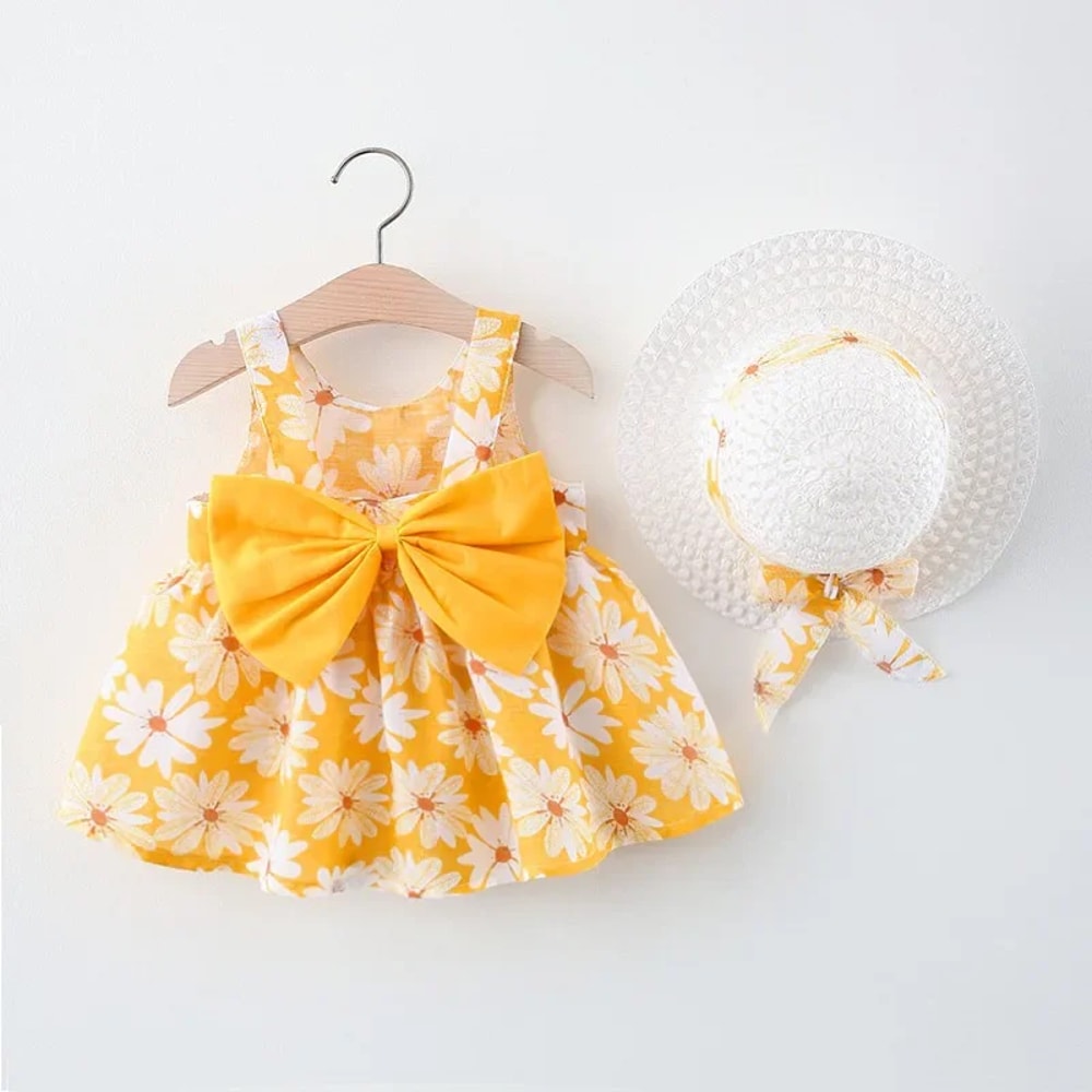 Little Fresh Everyday Sweet Princess Dress With Bow Summer New Girls Dress Floral Print Adorable Da 3