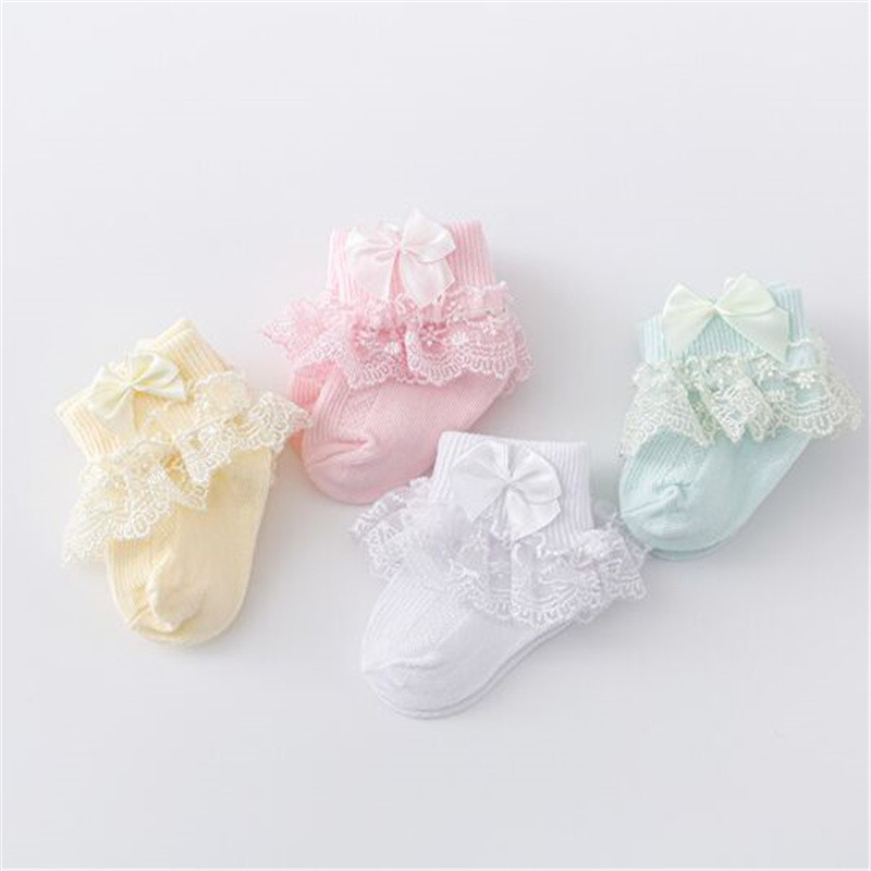 Princess Bow Toddler Baby Girls Socks Lace Infant Girls Sock Spring Cotton Newborn Baby Socks For G 0