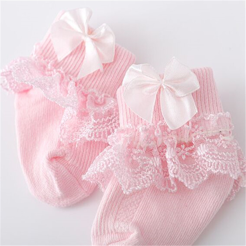 Princess Bow Toddler Baby Girls Socks Lace Infant Girls Sock Spring Cotton Newborn Baby Socks For G 2