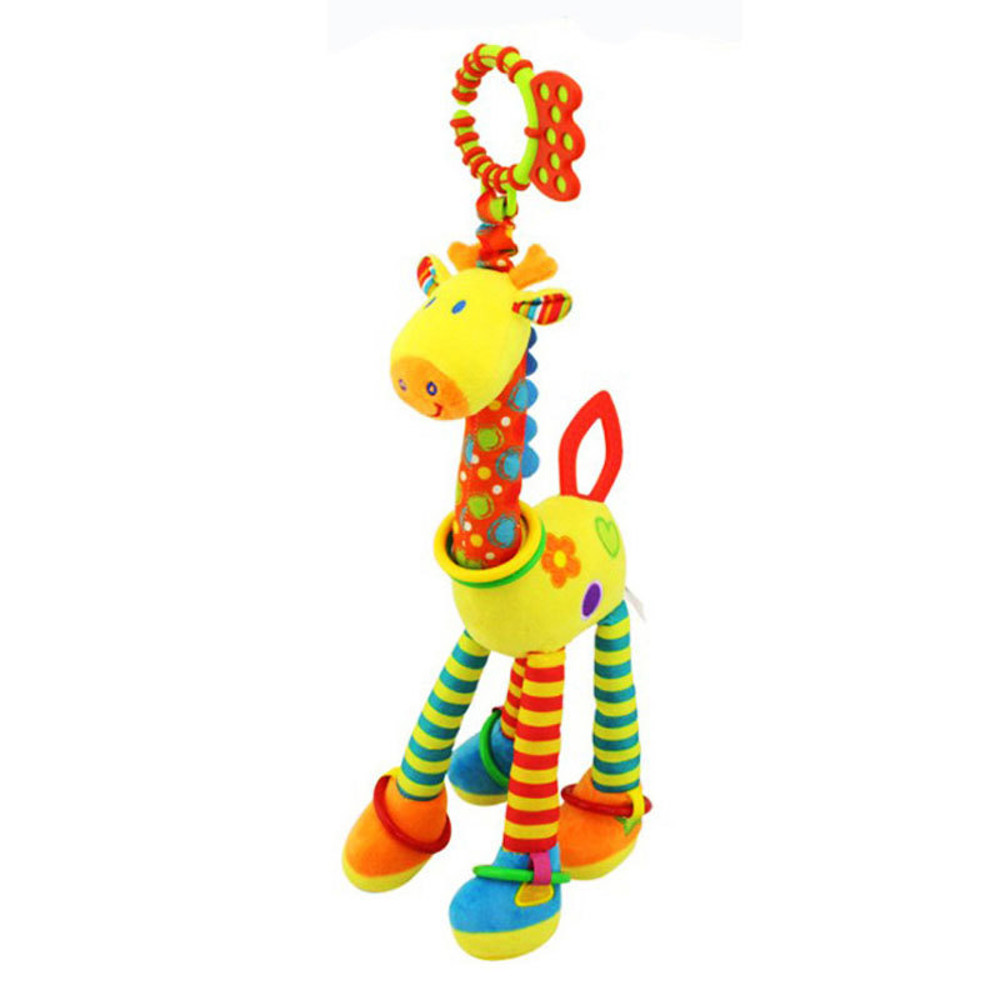 Infant Baby Development Handle Toys Soft Giraffe Handbells Rattles Plush With Teether Baby Toy For 7