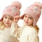 Soft Flower Beanie Girl Floral Hat With Ball Ear Warmers Adjustable Snap Closure Christmas Winter H 2