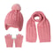 Knitted Thickened Warm Single Set Girl And Boy Hat Scarf And Glove Set Stretch Fit Lightweight Wint 8