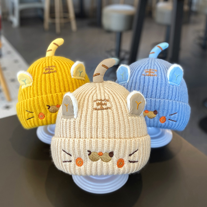 Autumn And Winter Cute Super Adorable Knitted Baby Hat Cartoon Little Tiger EarProtecting Beanie Fo 0