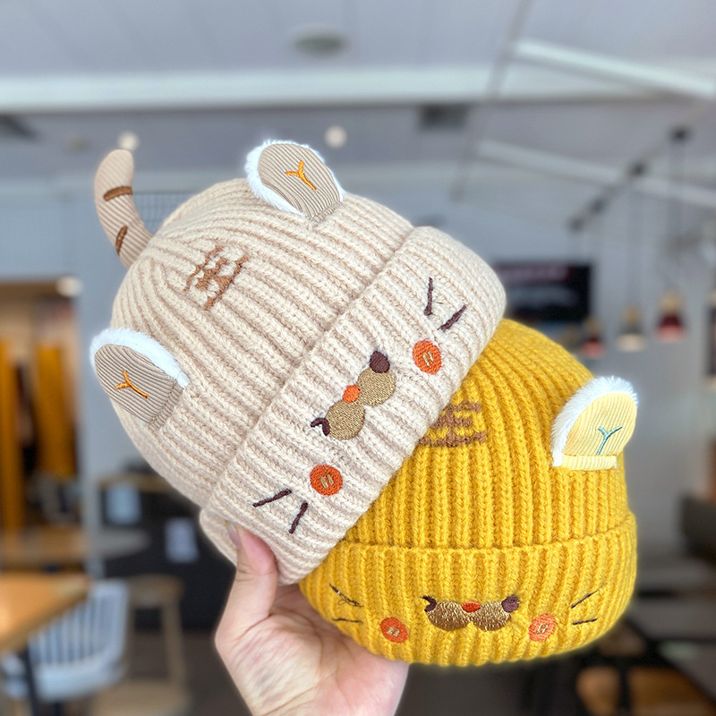 Autumn And Winter Cute Super Adorable Knitted Baby Hat Cartoon Little Tiger EarProtecting Beanie Fo 1
