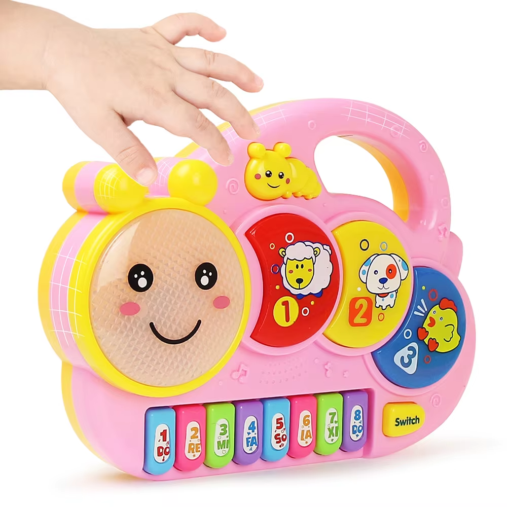 Multifunctional Kid Cartoon Piano Keyboard Game, Electronic Educational Toy with Animal Sound, Flashing Light, Baby Gift