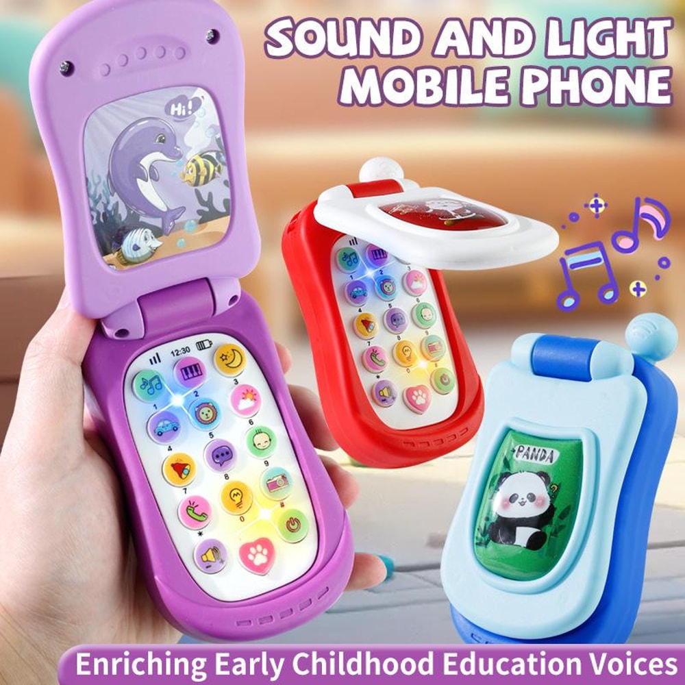 Educational Music Phone Toy For Toddlers Cartoon Simulation Flip Phone Childrens Day Gifts For Earl 1