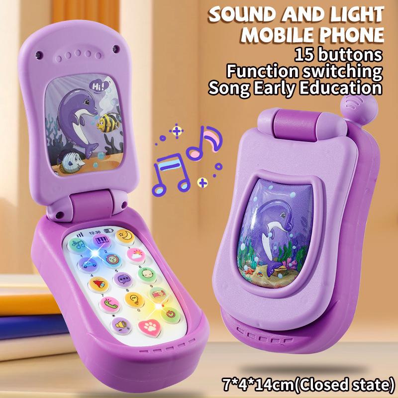 Educational Music Phone Toy For Toddlers Cartoon Simulation Flip Phone Childrens Day Gifts For Earl 7
