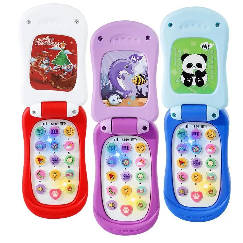 Educational Music Phone Toy For Toddlers Cartoon Simulation Flip Phone Childrens Day Gifts For Earl 0
