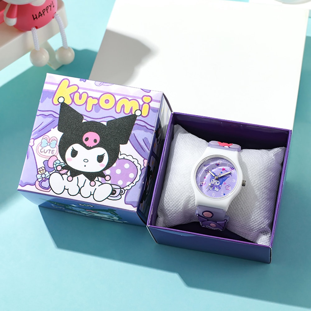Cinnamoroll Kuromi Melody Girls Watch 3D Hello Kitty Children Watches With Box 5