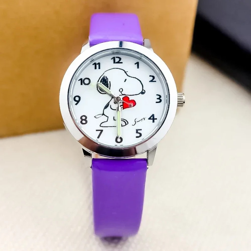 Kawaii Anime Figure Kid Wristwatch Cute Snoopy Quartz Watch Colorful Needle Noctilucent Watch For B 6