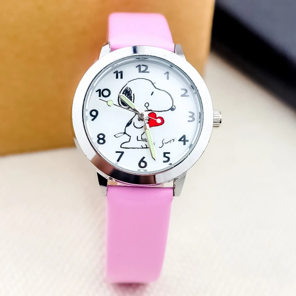 Kawaii Anime Figure Kid Wristwatch Cute Snoopy Quartz Watch Colorful Needle Noctilucent Watch For B 1