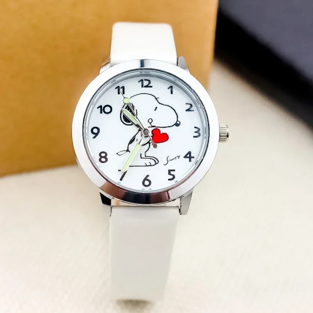 Kawaii Anime Figure Kid Wristwatch Cute Snoopy Quartz Watch Colorful Needle Noctilucent Watch For B 5