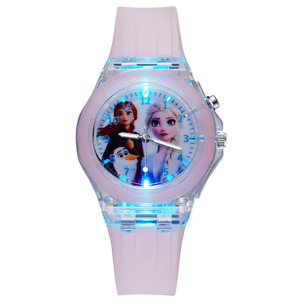 Silicone Strap Disney Kids Watches For Girls Princess Elsa Frozen Sophia Flash Light Children Women 6