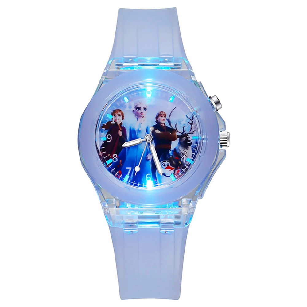 Silicone Strap Disney Kids Watches For Girls Princess Elsa Frozen Sophia Flash Light Children Women 8