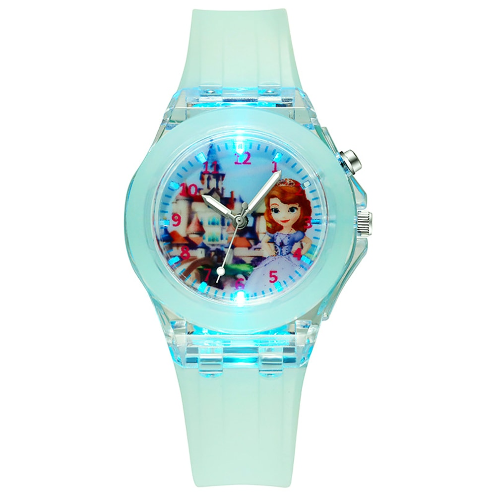 Silicone Strap Disney Kids Watches For Girls Princess Elsa Frozen Sophia Flash Light Children Women 9