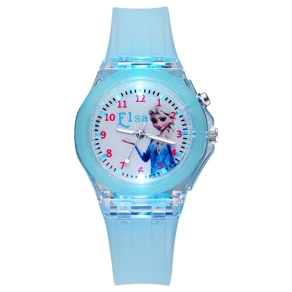 Silicone Strap Disney Kids Watches For Girls Princess Elsa Frozen Sophia Flash Light Children Women 10