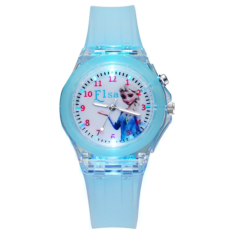 Silicone Strap Disney Kids Watches For Girls Princess Elsa Frozen Sophia Flash Light Children Women 10