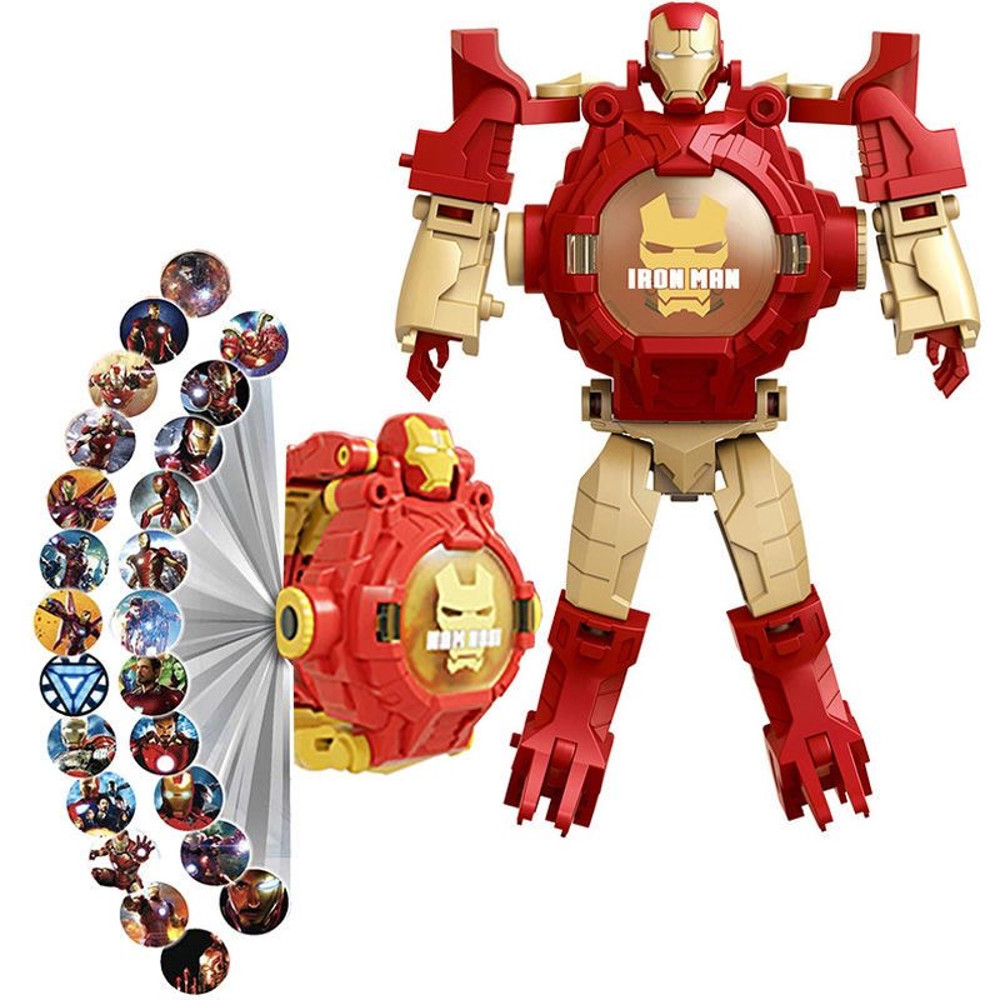 Spiderman 24 Projection Patterns Disney Children Watches For Boys Robot Deformation Projection Cloc 3