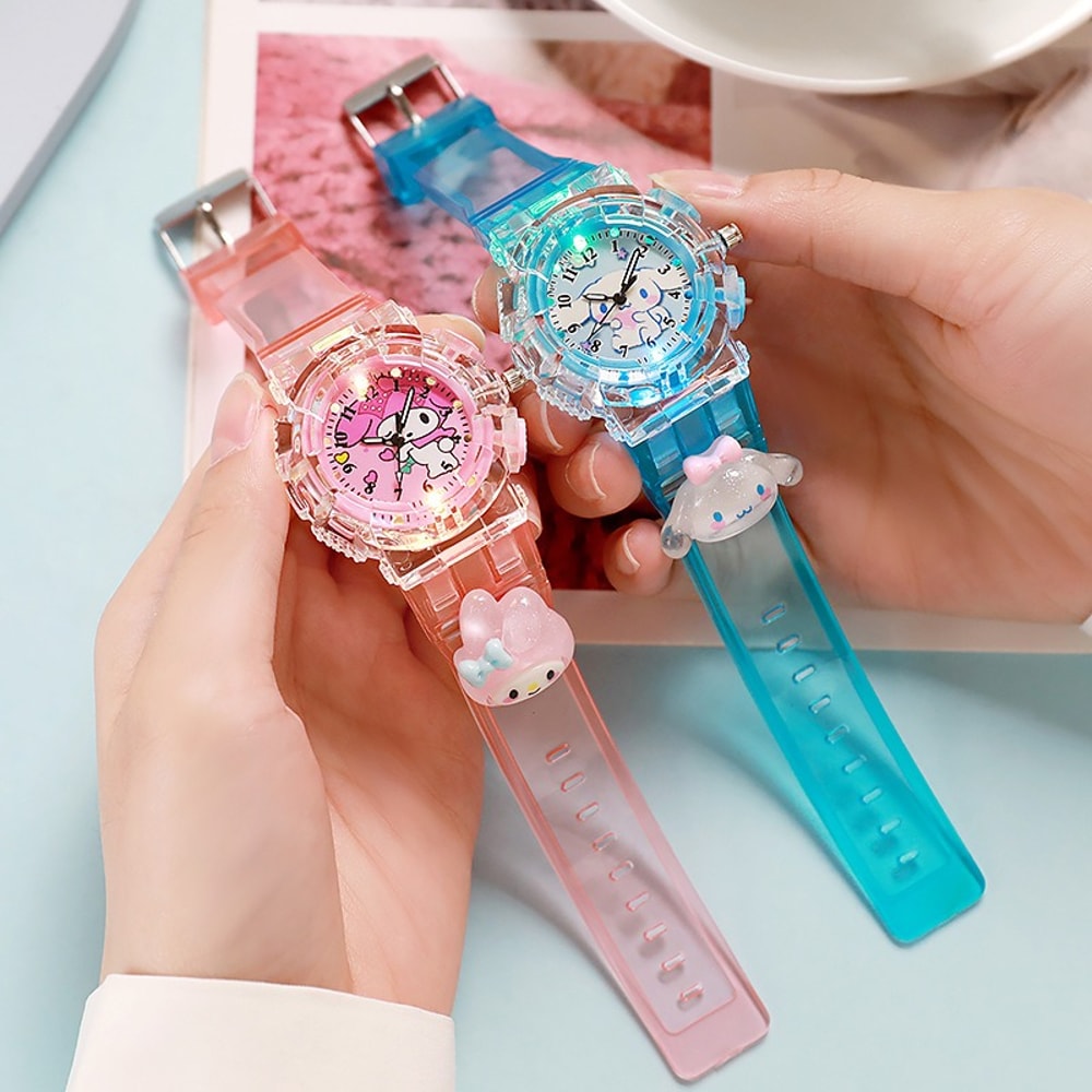 Cute Sanrio Kids Wrist Watch 3D Pattern Cinnamoro Kuromi Cartoon Christmas Watchband 1