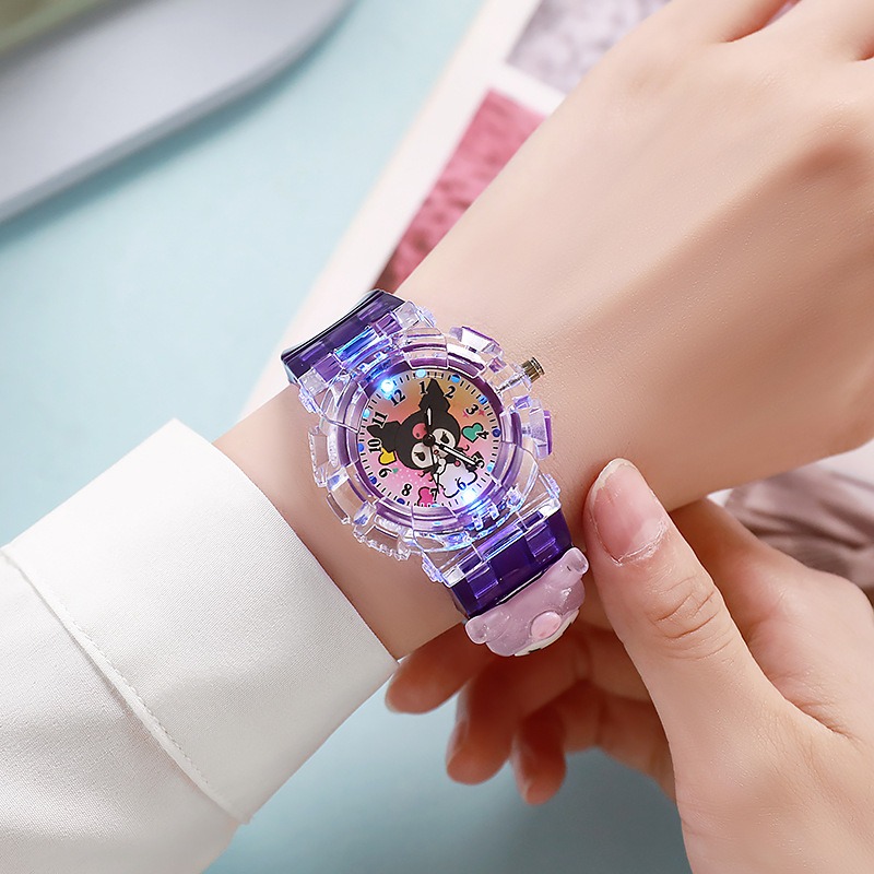 Cute Sanrio Kids Wrist Watch 3D Pattern Cinnamoro Kuromi Cartoon Christmas Watchband 3