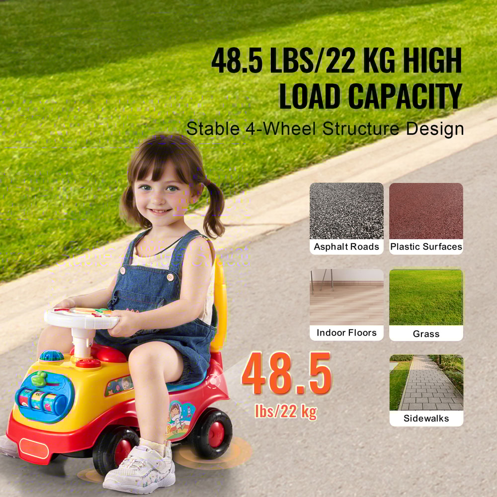 Toddler Ride On Push Car SucceBuy Sit To Stand Toy Car With Music Steering Wheel Storage Seat For T 3