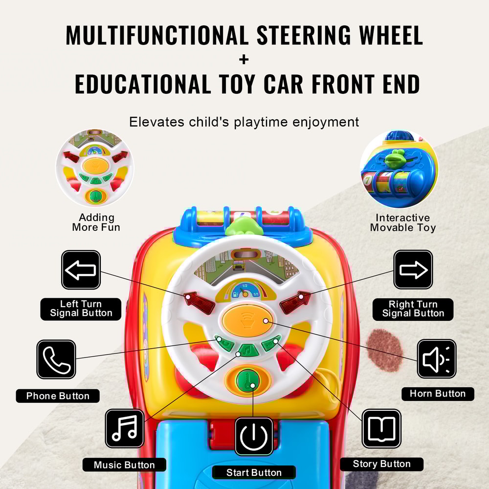 Toddler Ride On Push Car SucceBuy Sit To Stand Toy Car With Music Steering Wheel Storage Seat For T 4