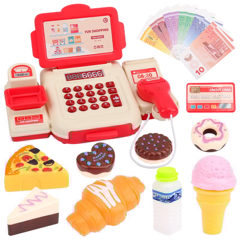 Simulation Shopping Cash House Toys Supermarket Cashier Toys With Electronic Game Lighting And Soun 6