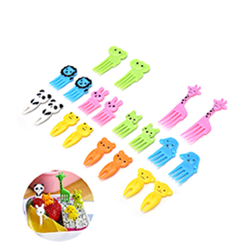 Mini Cartoon Animal Farm Fork Bento Lunch Dessert Food Pick 3