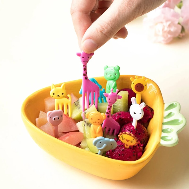 Mini Cartoon Animal Farm Fork Bento Lunch Dessert Food Pick 6