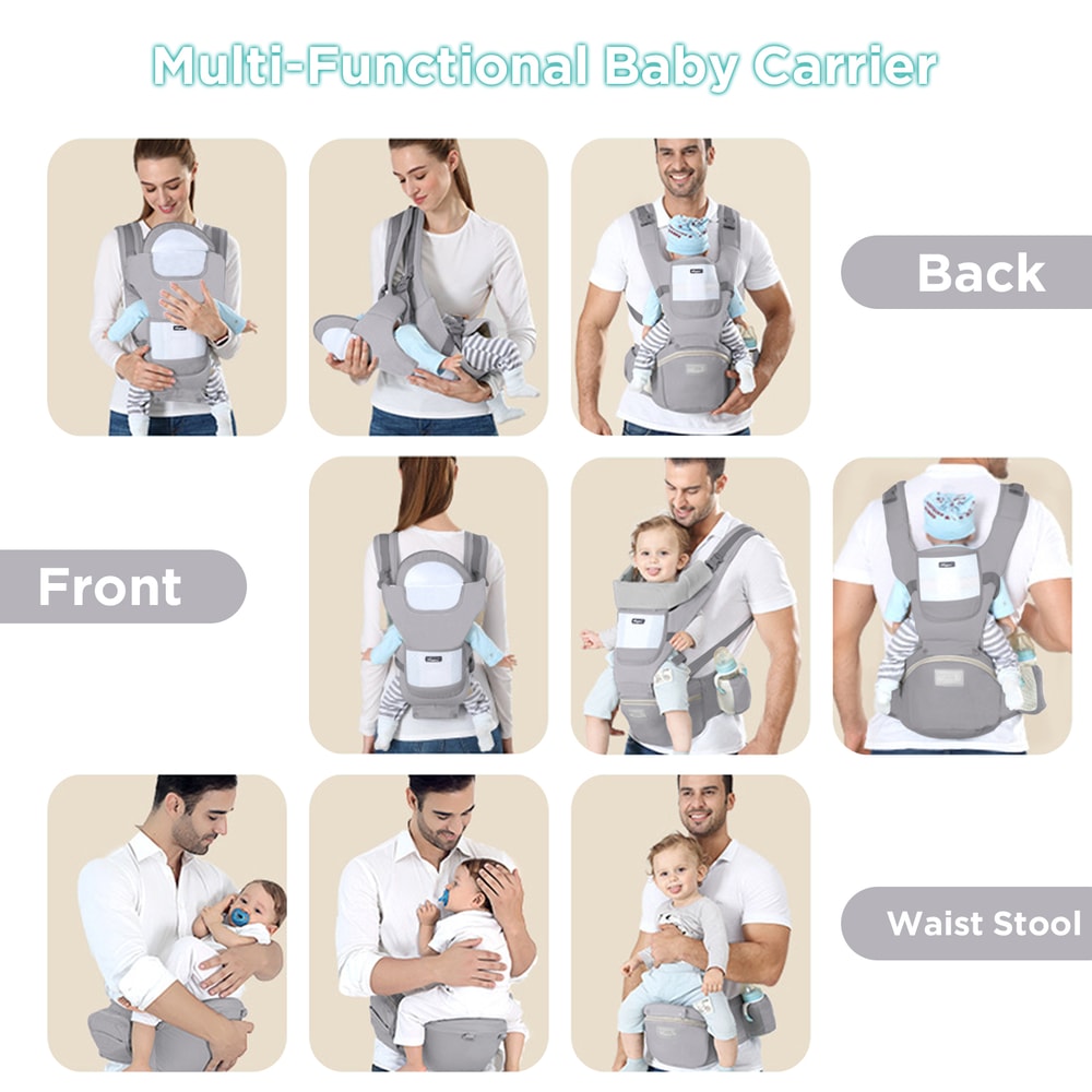 Infant Baby Hipseat Carrier, Ergonomic Baby Carrier Backpack, Front Facing Baby Wrap Sling Travel Backpack