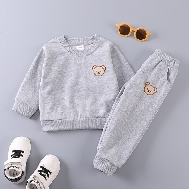 Little Bear Head Childrens Set Spring Autumn Long Sleeve Pants 1