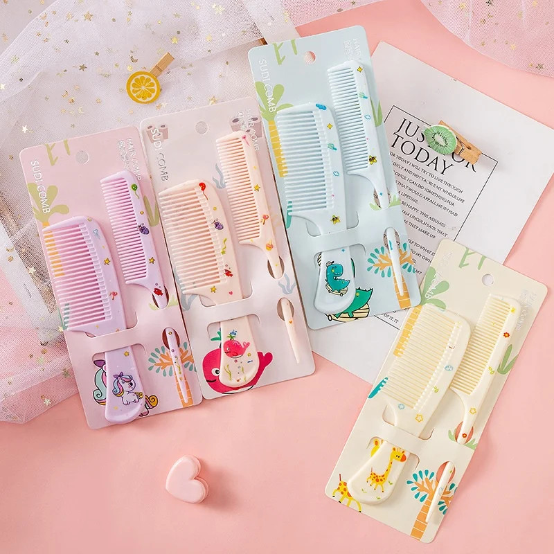 Cartoon Animals Kids Hair Combs Set Girls Hairdressing Comb Portable AntiStatic Plastic Comb With P 1
